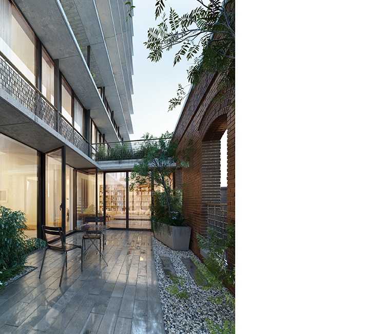 100 Vandam - courtyard rendering